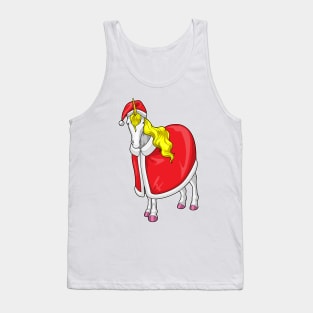 Unicorn Christmas Santa hat Tank Top